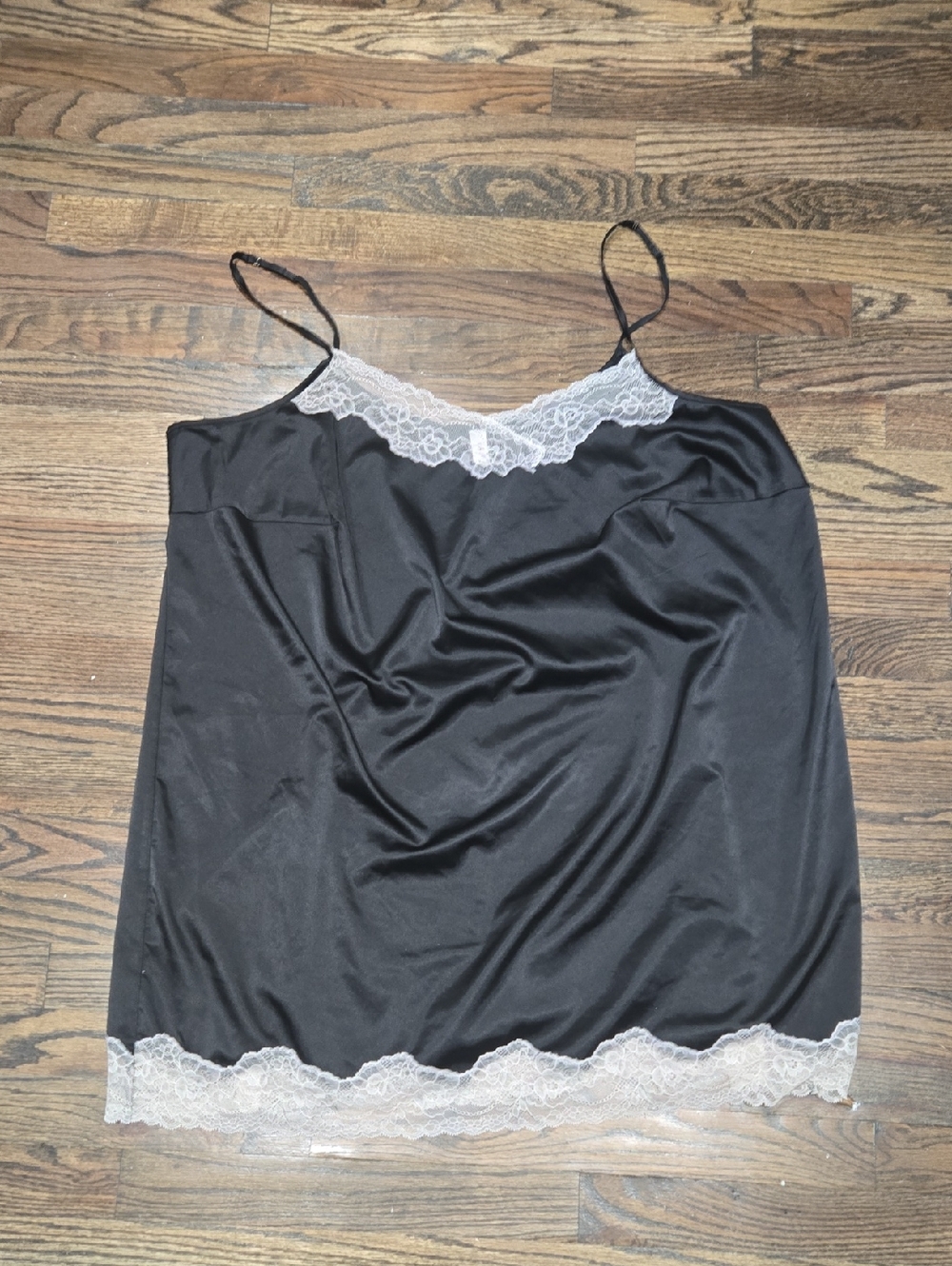 Cacique Satin Sleep Slip Dress Lingerie Chemise Black Lace Nighty Plus 22/24